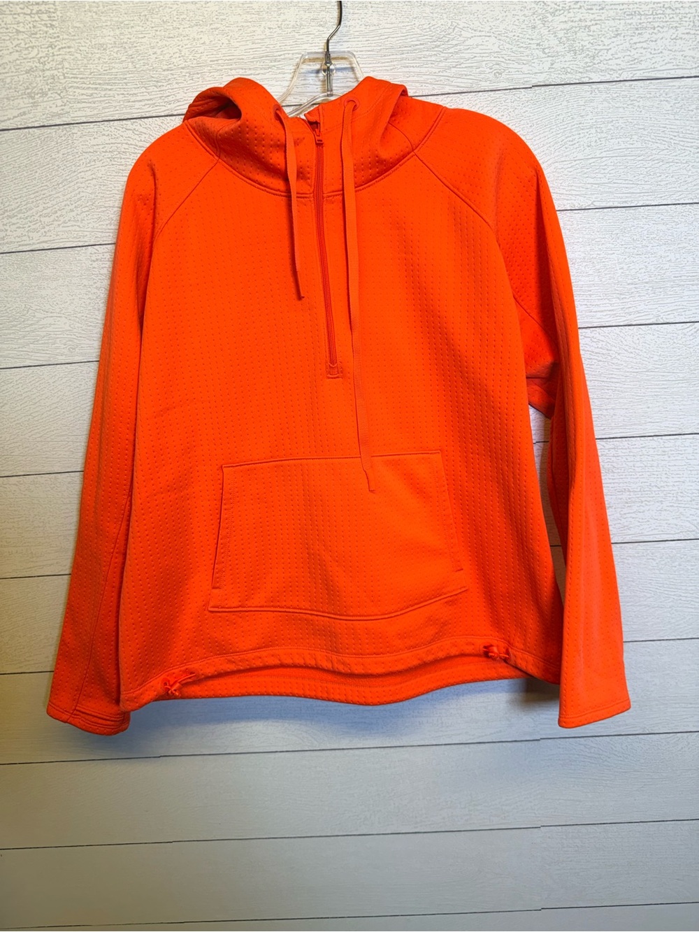Athleta Orange Half-Zip Hooded Pullover Women’s Size Large